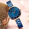 CURREN 9051 Women's Quartz Dress Watch - Golden White Blue watch with rose-gold accents