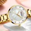CURREN 9051 Women's Quartz Dress Watch - Golden White Gold watch with a white face
