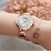 CURREN 9051 Women's Quartz Dress Watch - Golden White Rose-gold watch worn on a wrist
