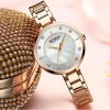CURREN 9051 Women's Quartz Dress Watch - Golden White Rose-gold rhinestone watch