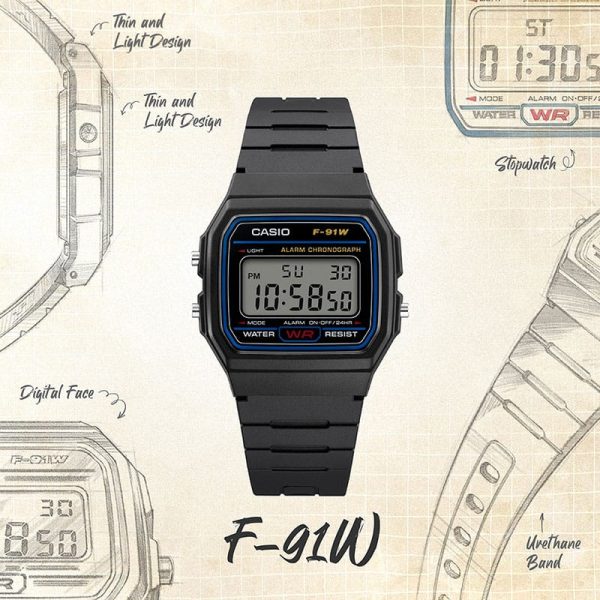 F-91W-1 Casio Vintage Digital Resin Belt Watch F-91W-1DG